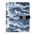 thumbnail image 1 of 9.2x6.7 inch Leather Notebook 100 Sheets, Multi-Pocket Design & Pen Loop Watercolor Waves Refillable Journal Organizer, 1 of 6