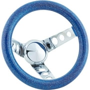 9-3/4 Inch Blue Metalflake Steering Wheel, 5-1/2 Dish
