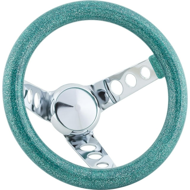 9-3/4 Inch Green Metalflake Steering Wheel, 5-1/2 Dish