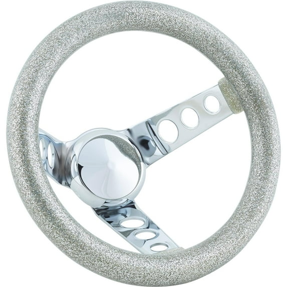 9-3/4 Inch Silver Metalflake Steering Wheel, 5-1/2 Dish