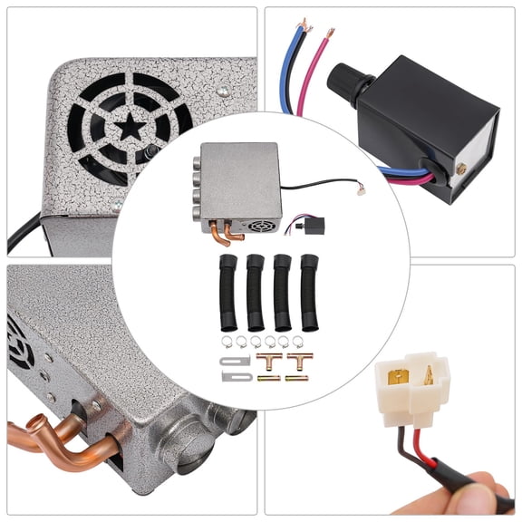 9.3"*8.5"*3.9"in 12V Universal Auto Cab Underdash Compact Heater Copper Tube + Speed Switch Fast