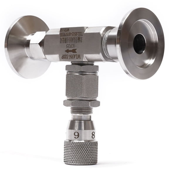 9.3*8cm Stainless Steel Vacuum Metering Valve Silver Vacuum Sealed Control Valve Food Pharmaceutical Biotechnology