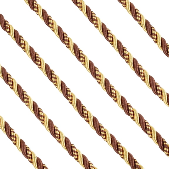9.3 Yards 8MM Brown Gold Braid Graduation Honor Cord Trim Thick Round Twist Decorative Satin Rope Metallic Shiny Polyester Twine Fabric Cords
