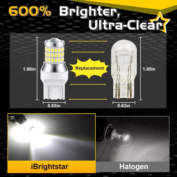 9-30V Flashing Strobe Blinking LED Reverse Lights 7440 7443 T20 LED Bulbs with Projector Replacement for Back Up Reverse Lights, Xenon White