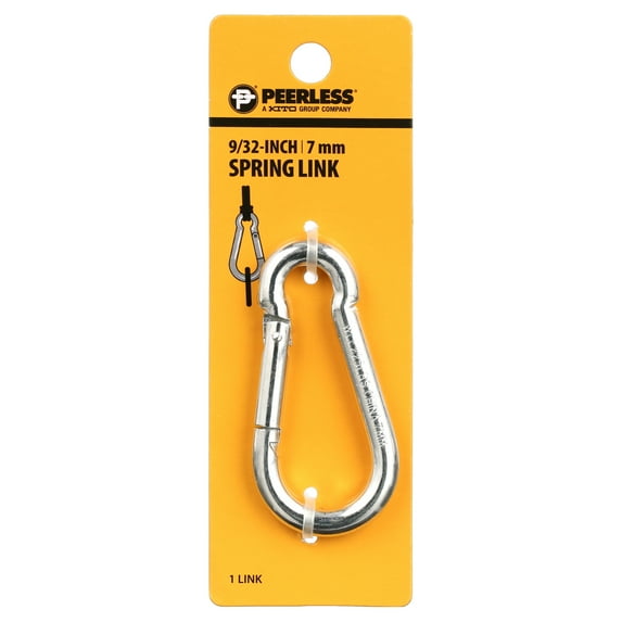9/32" Spring Link, Steel, Zinc plated, 7mm Spring Link, Peerless Chain Company, #4710638
