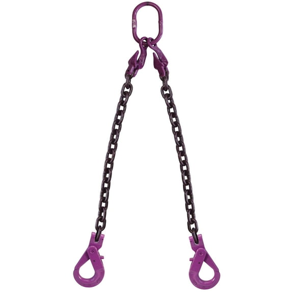 9/32" x 20' - Adjustable 2 Leg Chain Sling w/ Self-Locking Hooks - G