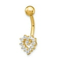 thumbnail image 1 of 9.32mm 14k Cubic Zirconia Heart Belly Ring, 1 of 2