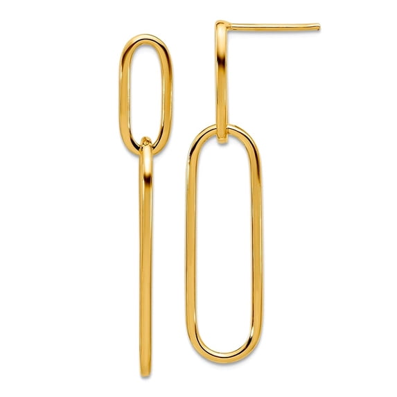 14k Solid Yellow Gold Polished Post Drop Earrings 40.58x9.35mm Wide Dangle Earring for Women
