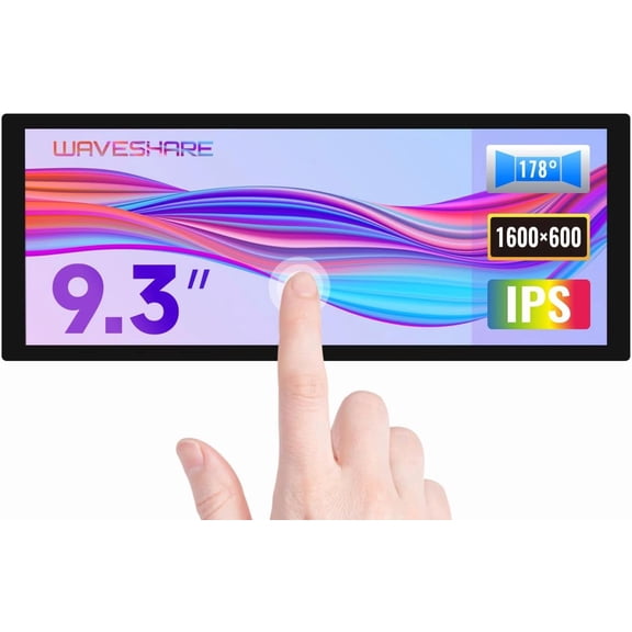 9.3inch Capacitive Touch Display, 1600600 Resolution, 5/4B/3B/Zero/Zero W/Zero 2W/Pico/Pico W/Pico WH, Support Jetson Nano/Jetson Orin Nano, Supports Windows 11/10/8.1/8/7