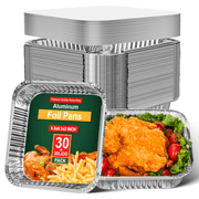9.3x9.3 Foil Pans with Lids (30 Pack) Square Aluminum Pans,Premium Disposable Baking Pans with Covers -Disposable Food Containers for Baking Cake, Cooking, Heating, Storing, Prepping Food
