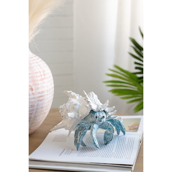 9.3x9.3x7" Lifelike Blue Hermit Crab Figurine with White Shell