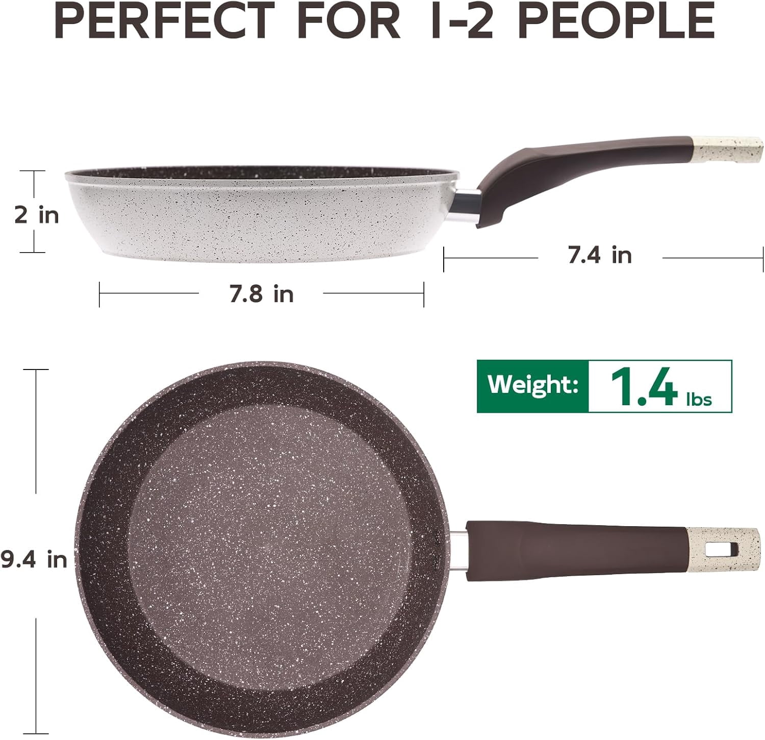 9.4" Ceramic Skillet | Non Stick Frying Pan with Stay-Cool Handle – PFOA-Free, Healthy & Safe Egg Pan