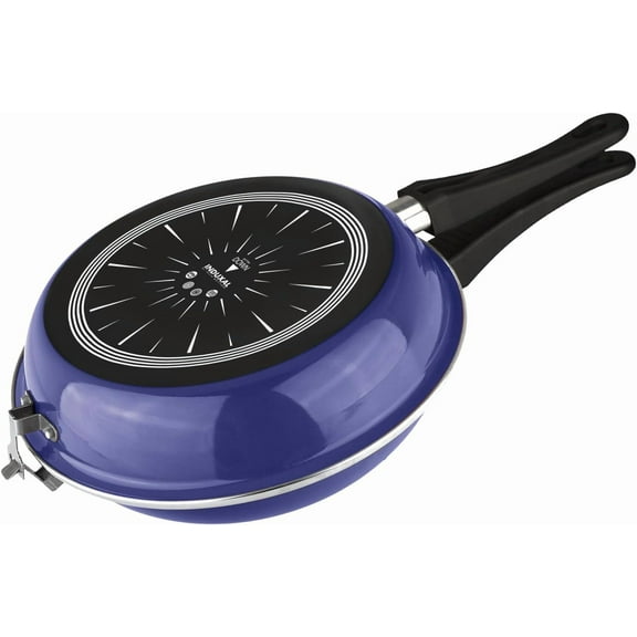 9.4-Inch Nonstick Double Sided Frying Pan, All-Stovetops Compatible, Dishwasher Safe, Blue  Ideal for Spanish Tortilla
