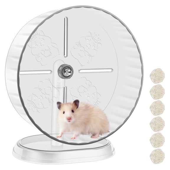 9.4" Silent Hamster Exercise Wheel, Adjustable Height Quiet Spinner with 6 Chew Toys for Small Pets