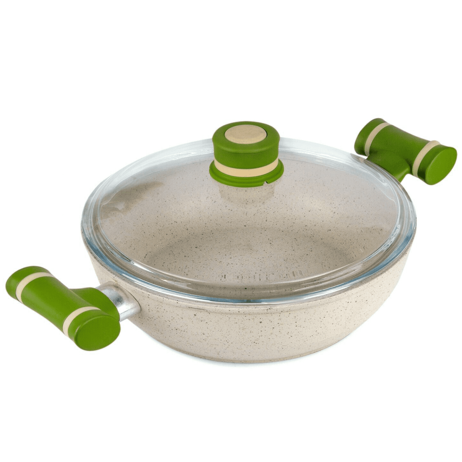9.4" ZQRPCA NONSTICK Double Handle Fry Pan w/Lid Frying Skillet Heavy
