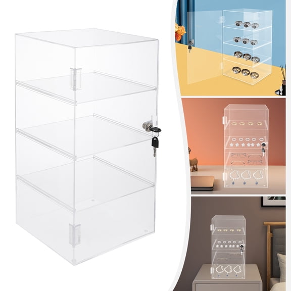 9.45*9.45*18.9in Acrylic Display Case, Countertop Display Case, Locking Display Case for Tabletop Displays, Window Displays, Stage Displays, Retail Displays