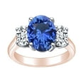 thumbnail image 1 of AFFY 9.45 Carat (Cttw) Oval Simulated Blue Sapphire & White Natural Diamond Anniversary Ring In 14k Solid Rose Gold Ring Size-5, 1 of 1
