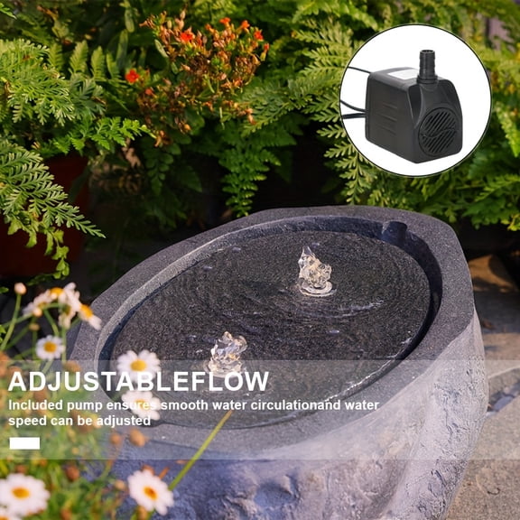 9.45-Inch Gray Indoor/Outdoor Floor-Standing Corner Fountain with Water Pump and LED Lights, Suitable for Garden, Terrace, Balcony, and Living Room Decoration