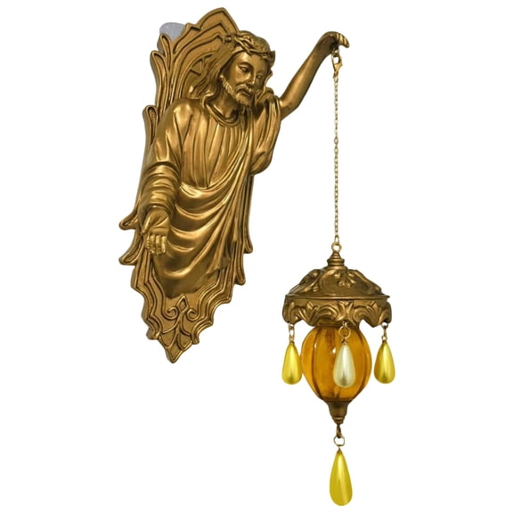 9.45" Vintage Art Wall Lamp Resin Statue Decorative Wall Sconce Retro Home Decor Lighting Fixture Photography Props Unique Wall Art B