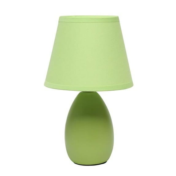 9.45 in. Nauru Traditional Petite Ceramic Oblong Bedside Table Desk Lamp with Matching Tapered Drum Fabric Shade, Green