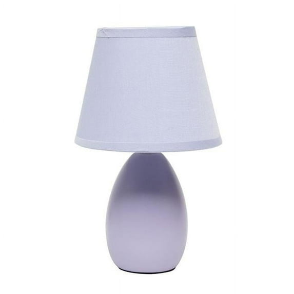 9.45 in. Nauru Traditional Petite Ceramic Oblong Bedside Table Desk Lamp with Matching Tapered Drum Fabric Shade, Purple
