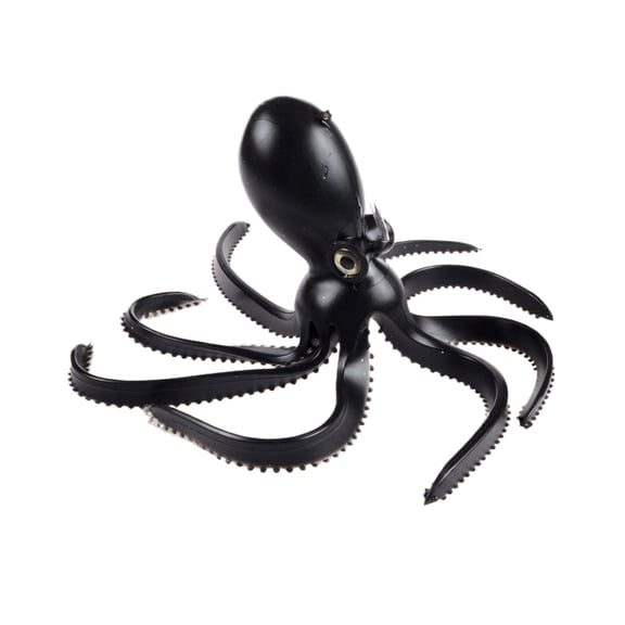 9.4in Lure Soft Bait Octopus Squid with Integrated Hook, Simulation Artificial Bait for Boat and Sea Fishing, Realistic Gear for Saltwater Angling, Black