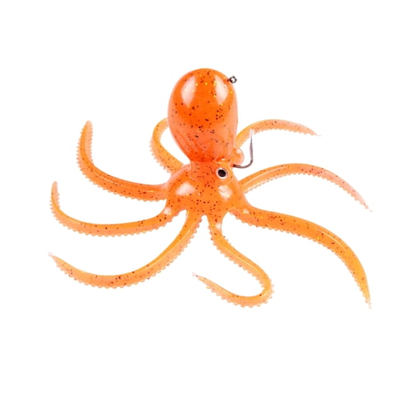 9.4in Lure Soft Bait Octopus Squid with Integrated Hook, Simulation Artificial Bait for Boat and Sea Fishing, Realistic Gear for Saltwater Angling, Saffron