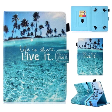 9.5-10.5 inch Universal Case, Allytech PU Leather Magnetic Closure Case Cover Flip Stand Protective Shell for New iPad 9.7, Air 1 2,Amazon Fire HD 10,Samsung Tab,Huawei,Asus,RCA 10", Live it
