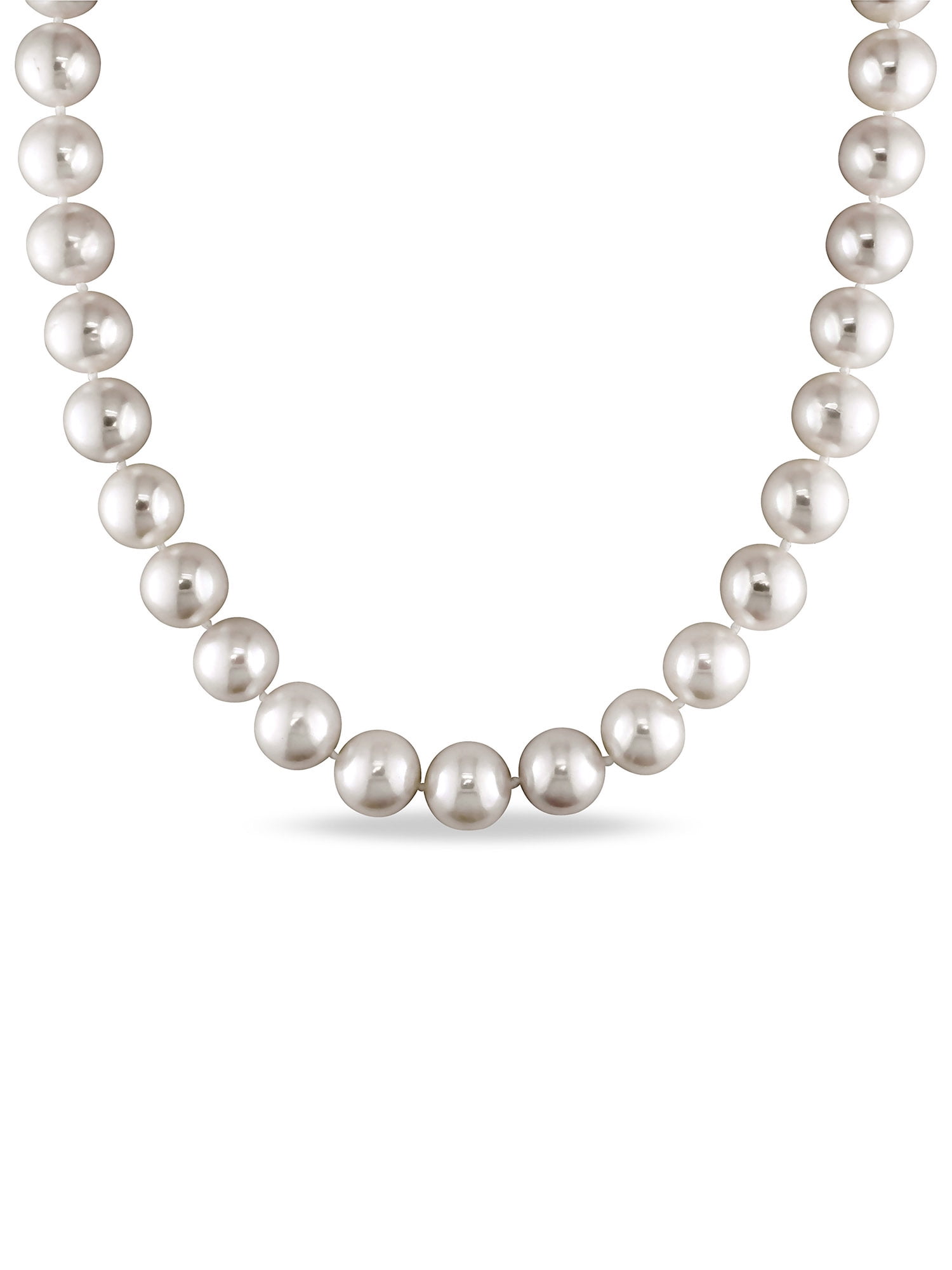 9.5-10.5MM White Freshwater Cultured Pearl 14k White Gold Graduated Strand  Necklace, 18 - Walmart.com