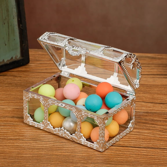9*5.2*5.5Cm Vintage Style Candy Box - Transparent Plastic Storage Container With Decorative Lid, Retro Display Case For Sweets, Treats And Collectible Organization