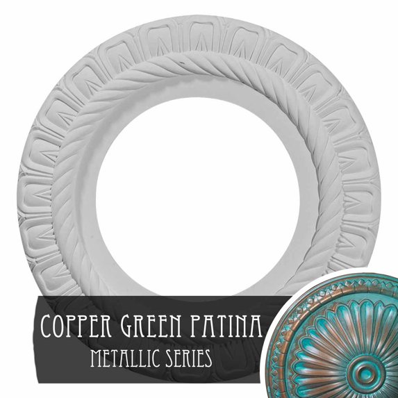 9 5/8"OD x 1"P Springtime Ceiling Medallion, Hand-Painted Copper Green Patina