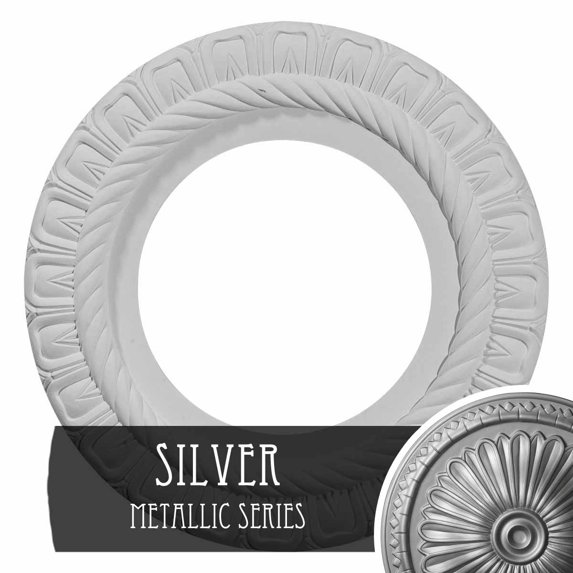 9 5/8"OD x 1"P Springtime Ceiling Medallion, Hand-Painted Silver