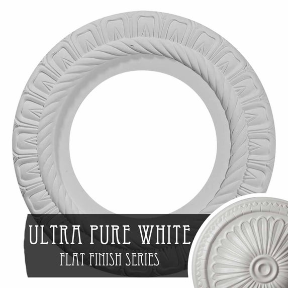 9 5/8"OD x 1"P Springtime Ceiling Medallion, Hand-Painted Ultra Pure White