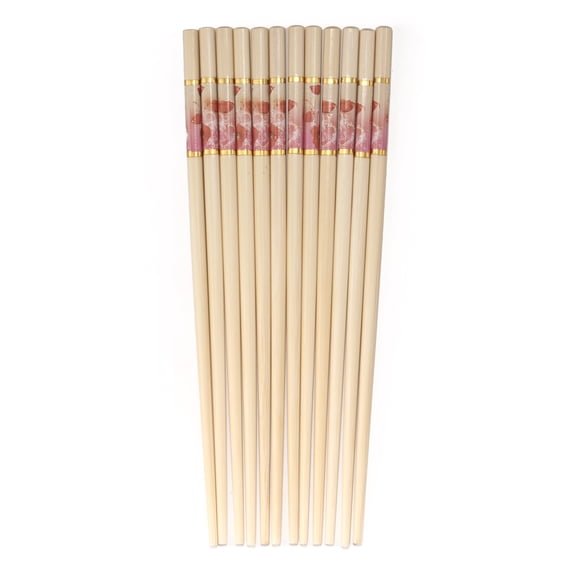 BambooMN 9.5" Bamboo Floral Print Chopsticks - Red - 120 Pairs