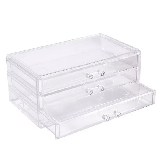 Magicare 9.5" Clear Stackable Jewelry Organizer Box, 3 Slim Drawers for Accessories, 2-Pack – Durable, Space-Saving Storage for Earrings & Necklaces