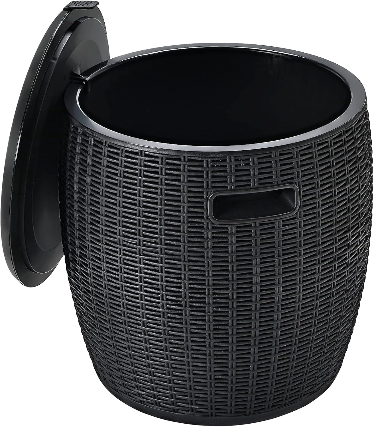 9.5 Gal Cooler Bar Table – Patio Wicker Ice Cooler with 4-in-1 Design, Black, 16.73×16.73×17.32 in