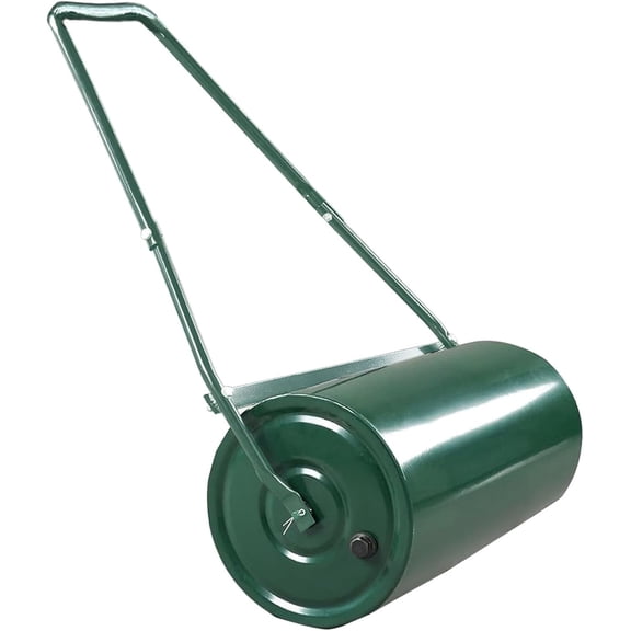 9.5 Gallon Tow-Behind Lawn Roller | Water/Sand Fillable Garden Drum with u-Shape Handle | Heavy Duty Soil Leveler for Seeding, Sod, and Turf Maintenance