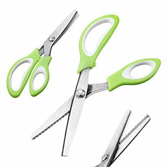 9 5"Green Pinking Shears Comfort Grips Crafts Zig Zag Cut Sewing Scissors,Professional Handheld Dressmaking