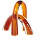 thumbnail image 1 of 9", 5"H Orange Glass Arch Abstract Sculpture with Clear Accents, by DecMode (2 Count), 1 of 10