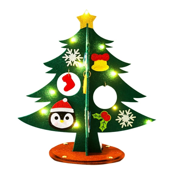 9.5-Inch DIY Felt Christmas Tree for Toddlers, Kids’ Interactive Christmas Tree with Removable Ornaments, Montessori Holiday Activity Gift