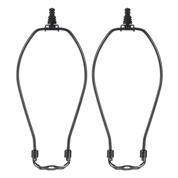 9.5 Inch Lamp Harp Kit with 1" Tall Iron Finial, 2 Set Heavy Duty Bracket with Standard Saddle & Finial Detachable Shade Holder for Table Floor Lamps, Black