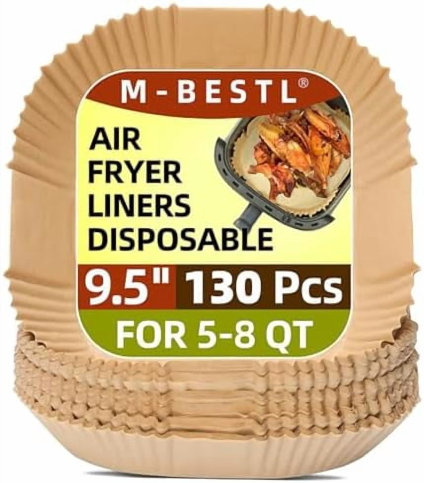 9.5 Inch Paper Air Fryer Liners Disposable,130 Pcs Square Air Fryer Parchment Liners, Suitable for 5-8 Qt,Non-stick &Oil-proof Parchment Paper for Frying