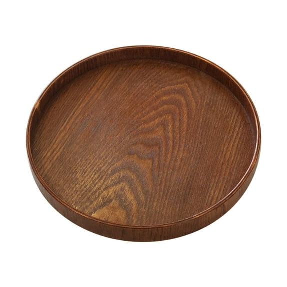 9.5 Inch Round Wooden Decorative Serving Tray for Coffee Table and Home Decor, Round Wood Tray for Table Centerpiece, Small Candle Tray, Acacia, Appetizer Charcuterie Board,Brown,9.5"