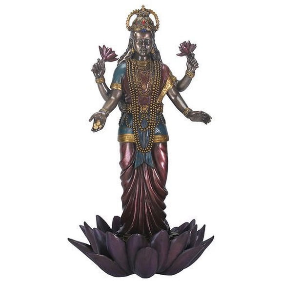 9.5 Inch Standing Lakshmi Eastern Statue Figurine, Multicolored