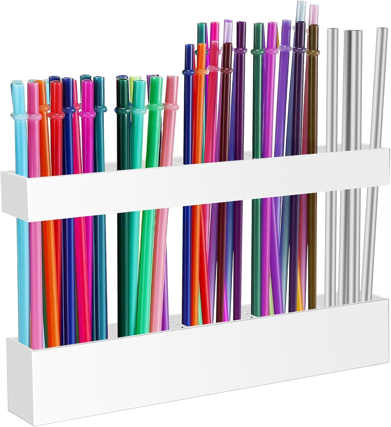 Beech Wood Straw Dispenser Adhesive Tape Compact Countertop Storage Solution Fits Long Tumbler Straws Sanitary