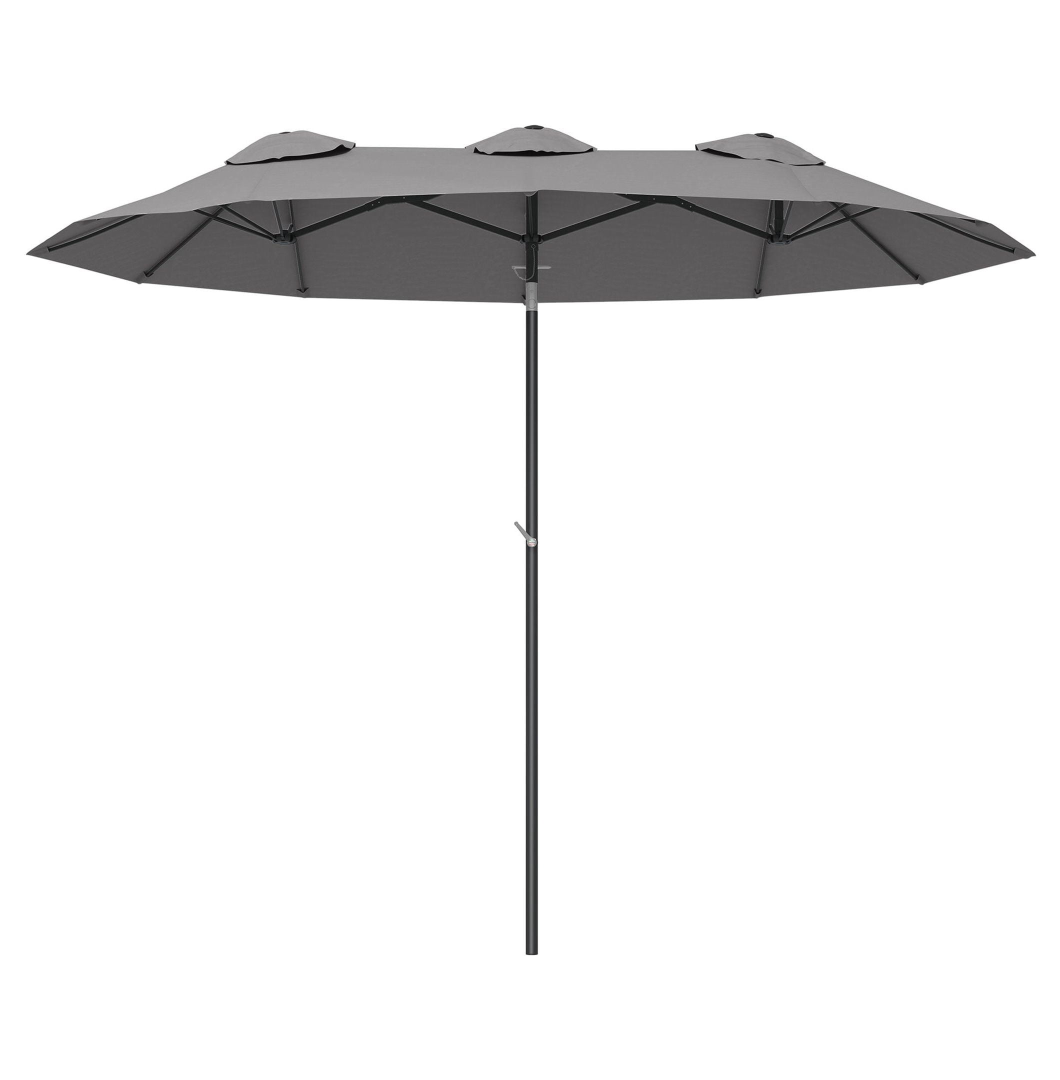 9.5' Large Patio Umbrella, Double-Sided Outdoor Market Umbrella with Tilt & Crank, UV Protection for Garden, Deck, Poolside - Gray/Black