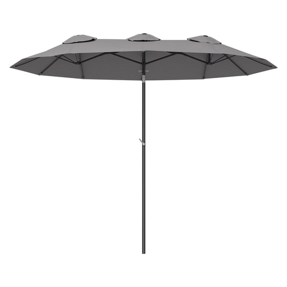 9.5' Large Patio Umbrella, Double-Sided Outdoor Market Umbrella with Tilt & Crank, UV Protection for Garden, Deck, Poolside - Gray/Black