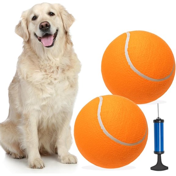 9.5" Large Tennis Balls (2-Pack), Inflatable with Pump