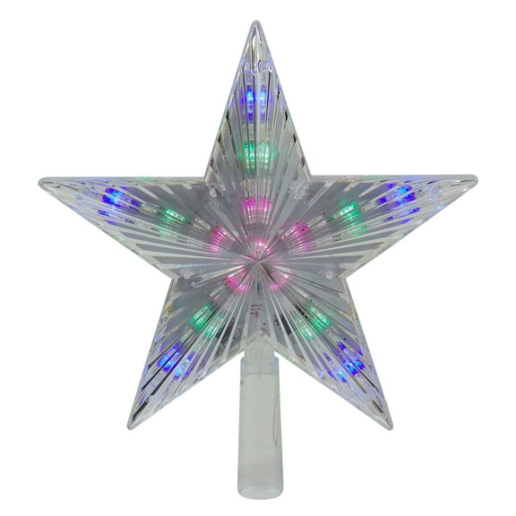 9.5" Lighted Clear 5 Point Star Christmas Tree Topper - Multicolor LED Lights