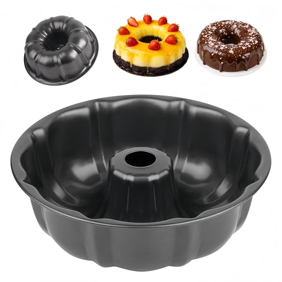 9.5" Non-stick Bundt Cake Pans, Heavy Duty Carbon Steel Fluted Tube Round Baking Pan, Tube Bakeware Mold for Pound Cake, Jello, Gelatin, Chocoflan, Flan